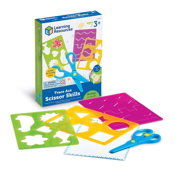 Learning Resources Trace Ace Scissor Skills Set - 7 Pieces, Boys and Girls Ages 3+ Fine Motor Tools for Toddlers, Scissor Skills for Toddlers