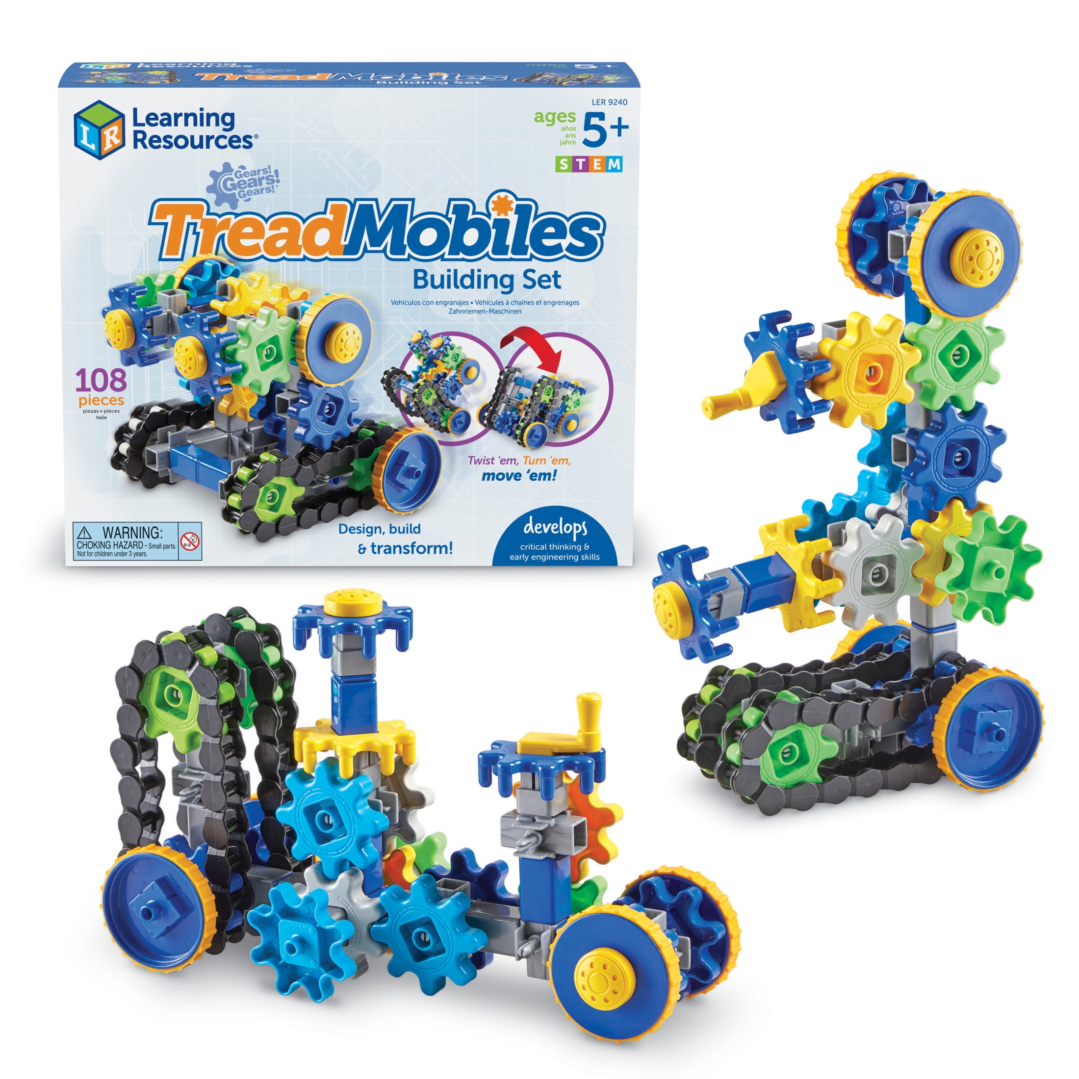 Learning Resources Gears! Gears! Gears! TreadMobiles, STEM Building Set, Ages 5+