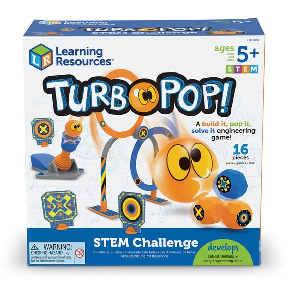 Learning Resources TurboPop! STEM Challenge, Critical Thinking Game, 16 Pieces, Ages 5, 6, 7+