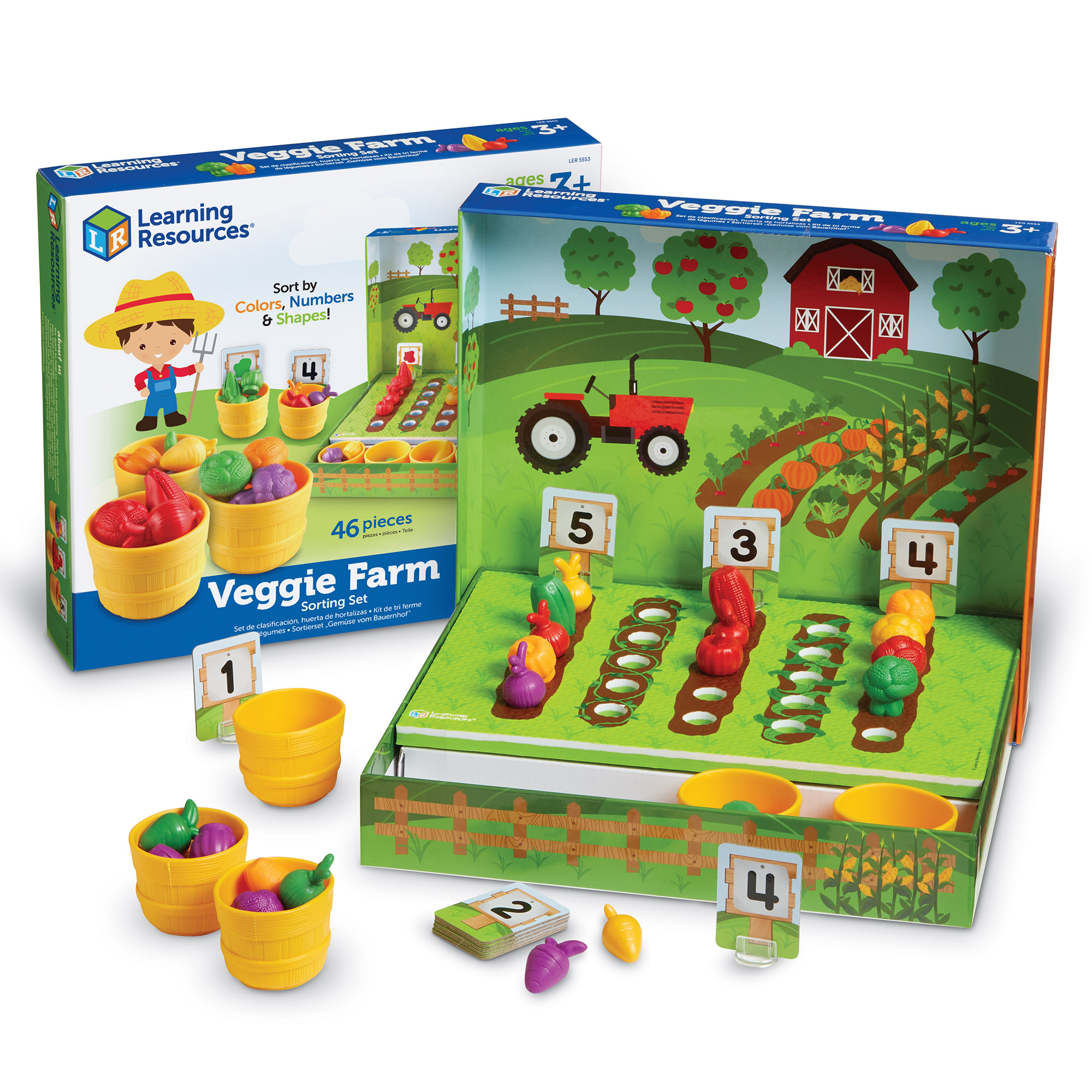 Learning Resources Veggie Farm Sorting Set, Color Sorting and Early Counting, Preschool Game, 46 Pieces, Ages 3,4,5+ - image 1 of 8