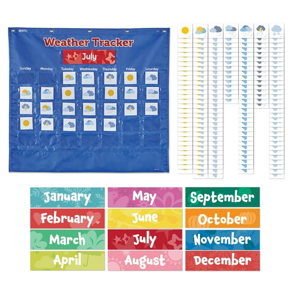 Learning Resources Weather Tracker Pocket Chart, 102 Pieces, Ages 5+, School Supplies for Teachers
