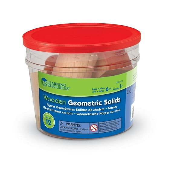 Learning Resources Wooden Geometric Solids, Set of 12