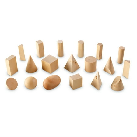 Learning Resources Wood Geometric Solids, Math Classroom Accessories, Set Of 19, Ages 9+