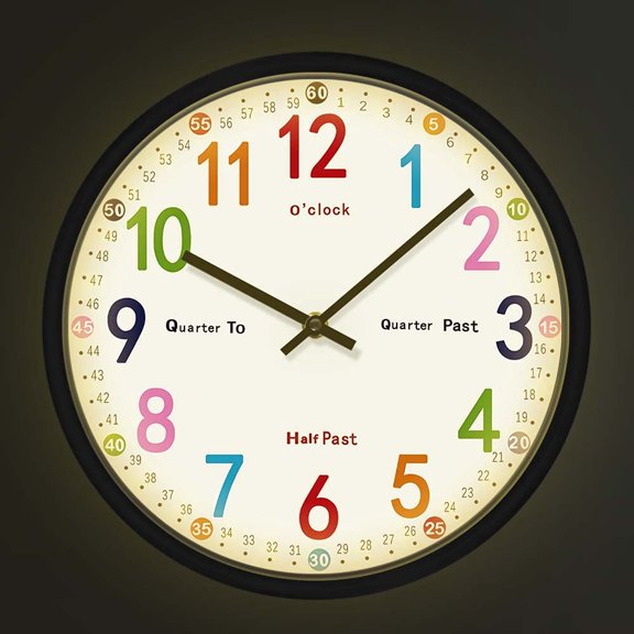 Learning Time Sound Control LED Lighting Educational Teaching Tool Wall Clock