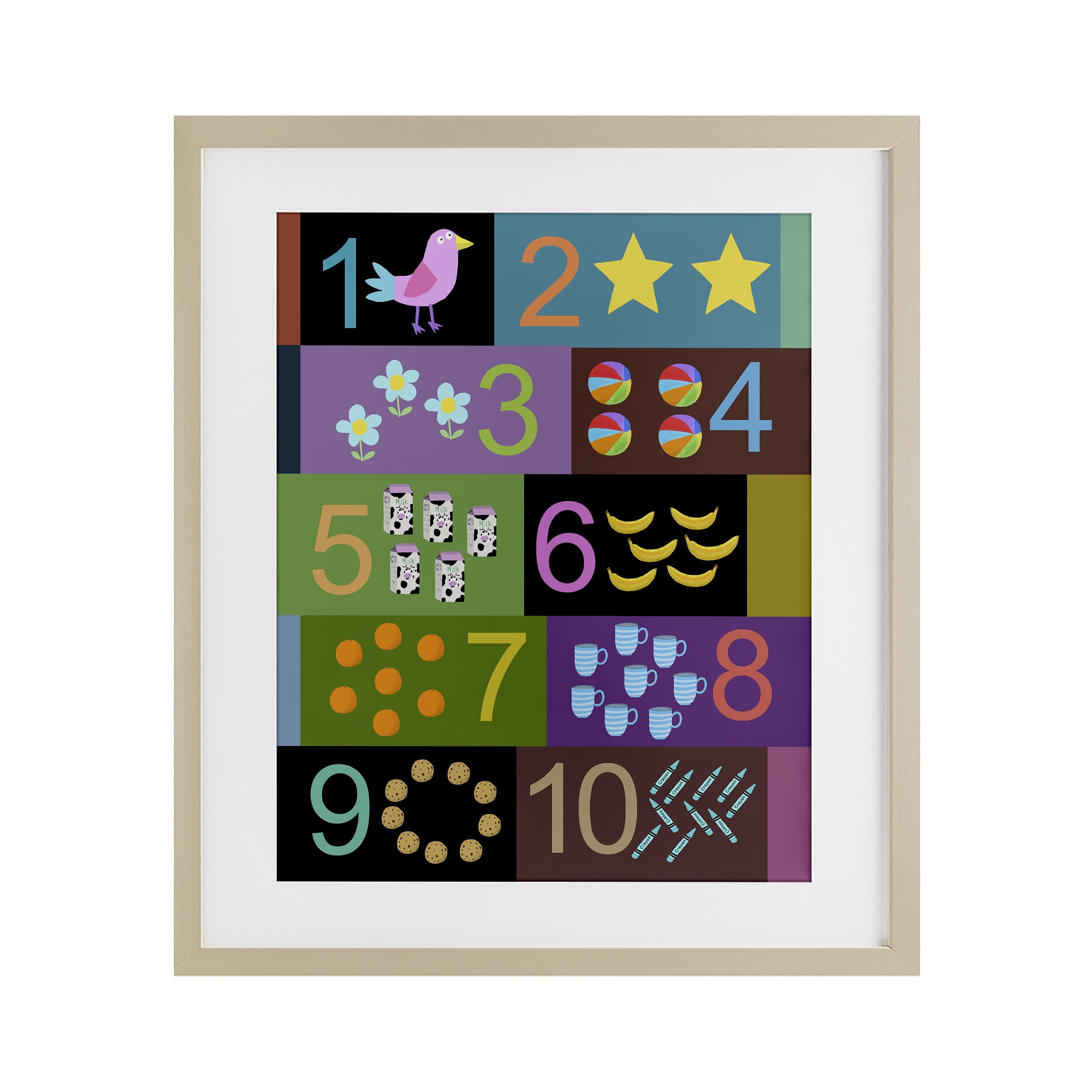 Learning To Count Chart Birch Framed Print Under Glass, design by Carla Daly
