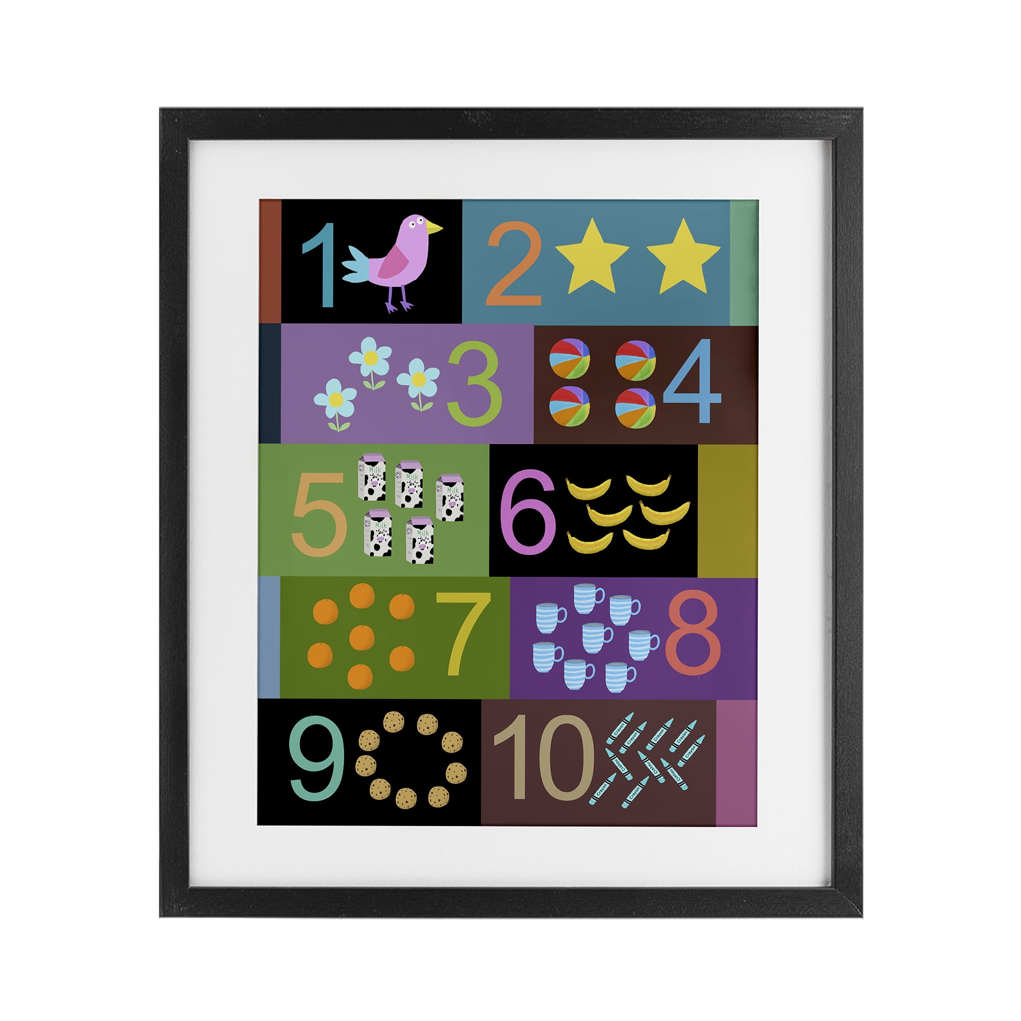 Learning To Count Chart Black Framed Print Under Glass, design by Carla Daly