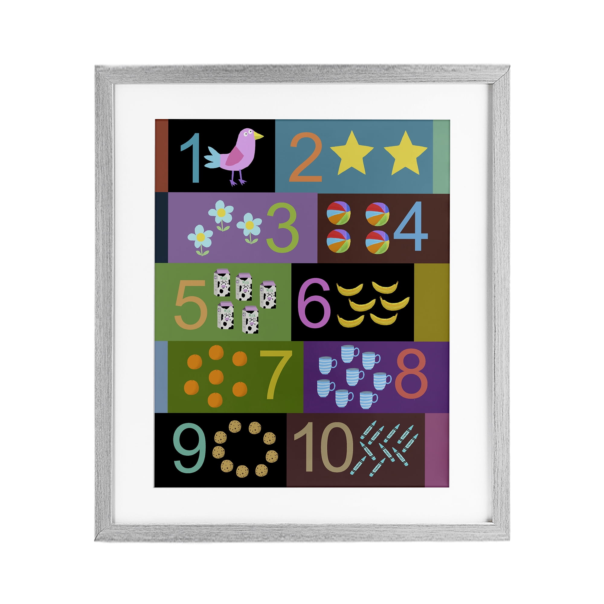 Learning To Count Chart Gray Framed Print Under Glass, design by Carla Daly