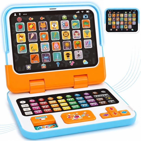 Learning Toy for Kids 1 2 3 Year Old Boys Girls, Learning Laptop for Toddlers 1-3, Interactive Educational Toys with Music Sounds Lights, Christmas Birthday Gifts for Baby Kids Age 1-6 Year, Blue
