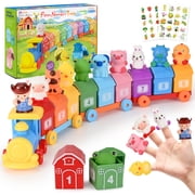 IYHN Farm Train Learning Toy, Counting, Matching & Sorting Montessori Learning Animal Set Including 9 Farm Animals and 1 Farmer, Easter Christmas Birthday Gift for for Toddlers