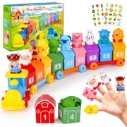 IYHN Farm Train Learning Toy, Counting, Matching & Sorting Montessori Learning Animal Set Including 9 Farm Animals and 1 Farmer, Easter Christmas Birthday Gift for for Toddlers