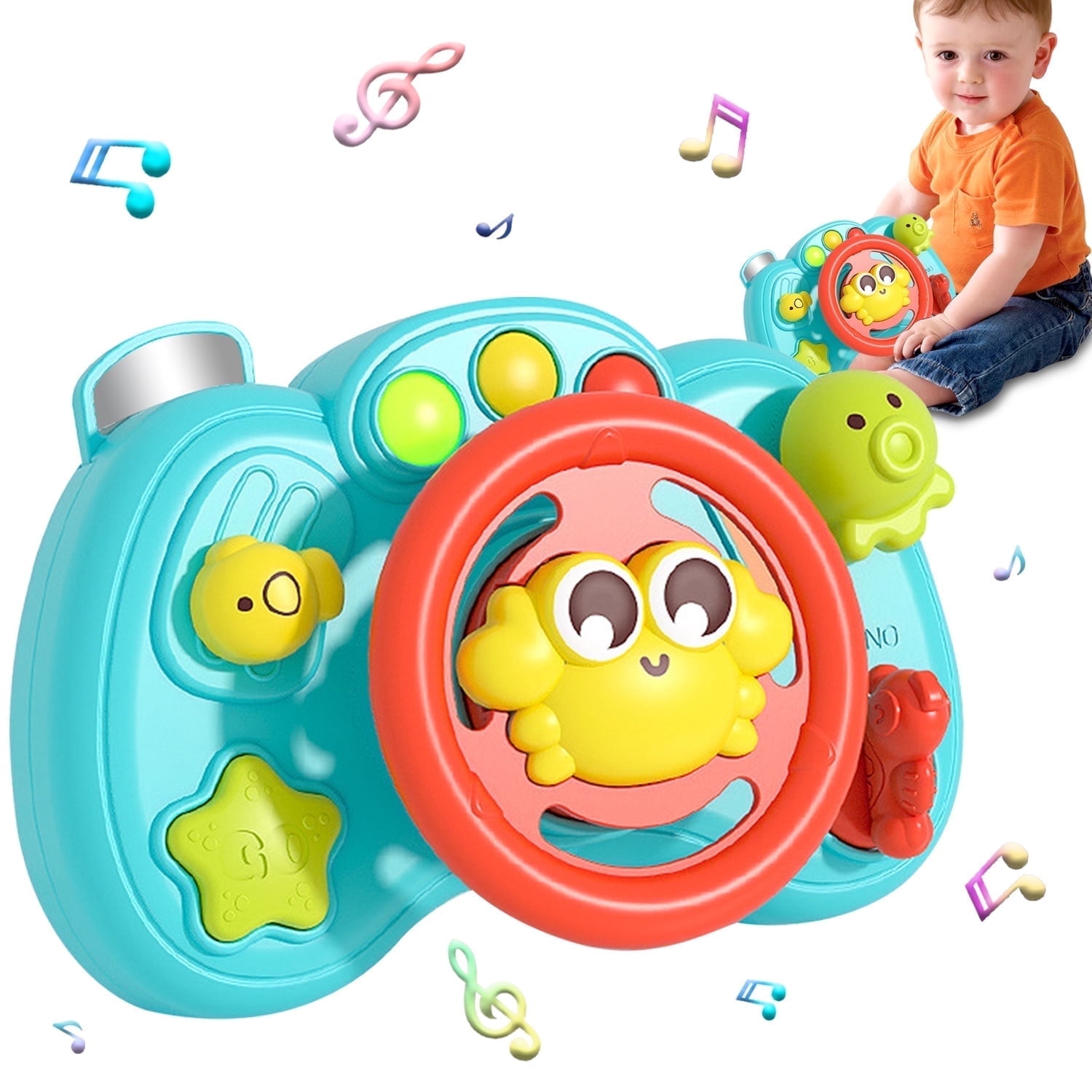 Style-Carry Steering Wheel Toys, Montessori Toy for 6-12 Months Baby, Learning Toy for Toddlers 1 Years Old Boys Girls