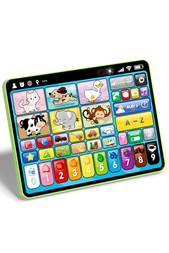 Learning Toys Tablet for Toddlers 1-3, Montessori Toys with Music & Sound, 3 Language Educational Toys, Speech Musical Toys, Early Development Gift for Boys Girls 1 2 3 Years Old (Green)