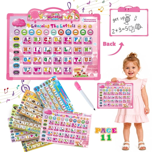 Learning Tablet Toys for 1 2 3 Year Old Boys Girls, Toddler Toys 1-3 for Girls, Interactive Toy Tablet with Music & Sound, Birthday Gifts Toys for 2 3 4 5 Years Old Girl Boy