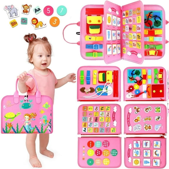 Learning Toys for 1 2 3 4 Years Old, Montessori Busy Board Toy for Toddlers 1-3, Birthday Gift Toys for 2 3 4 5 Girls Boys