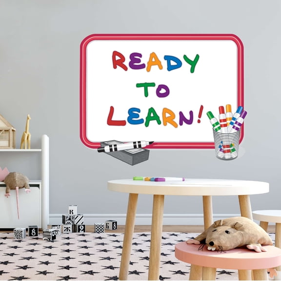 Learning Wall Decal Ready to learn Educational Kids School Classroom Vinyl Decal Vibrant Education Classroom Decoration - Size: 20 In X 16 In