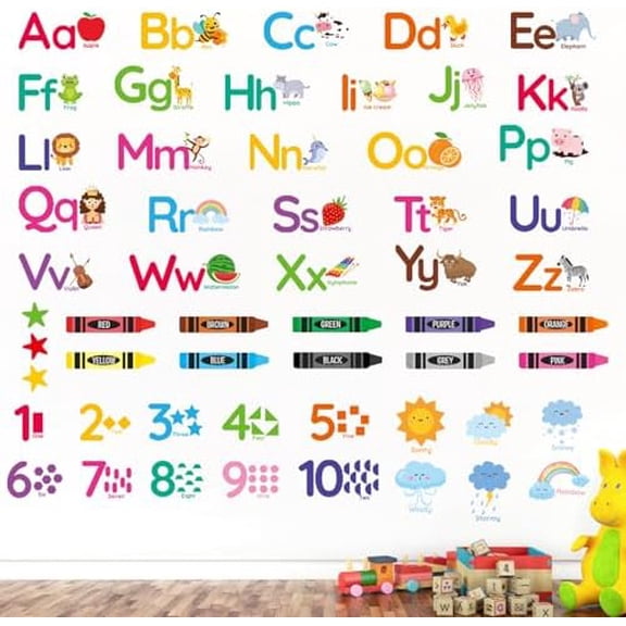 Learning Wall Decals for Kids - Peel and Stick Alphabet, Numbers, Colors & Animals - Classroom, Nursery and Playroom Educational Decor$$Tools