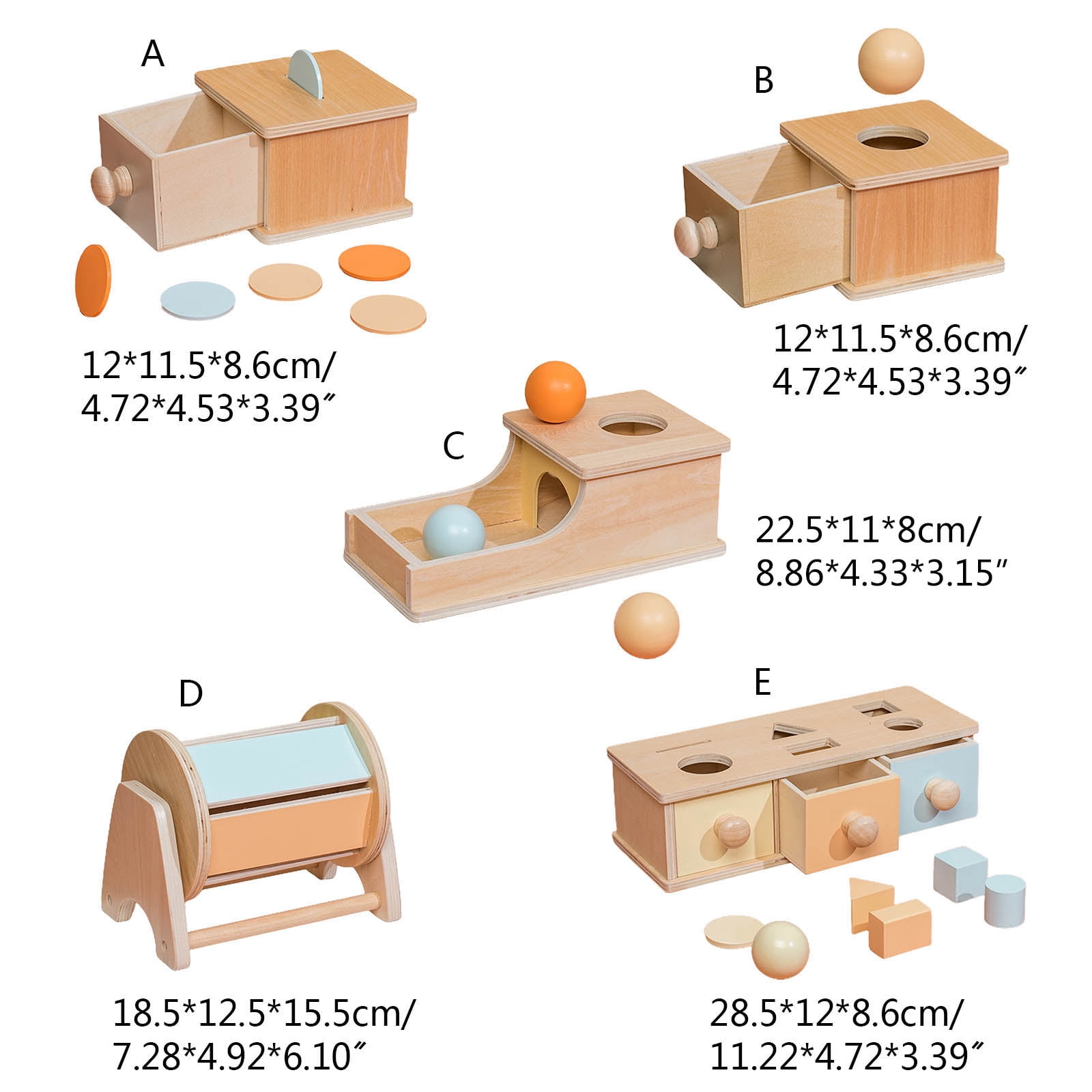 Learning Wooden Drawer Box Toy Color Cognition Toy Sensory ...