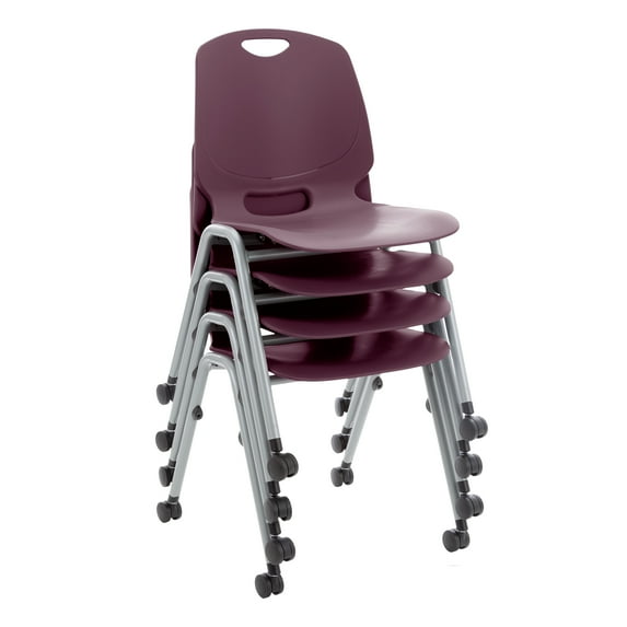 Learniture Academic Mobile Stack Chair -Eggplant (Pack of 4)