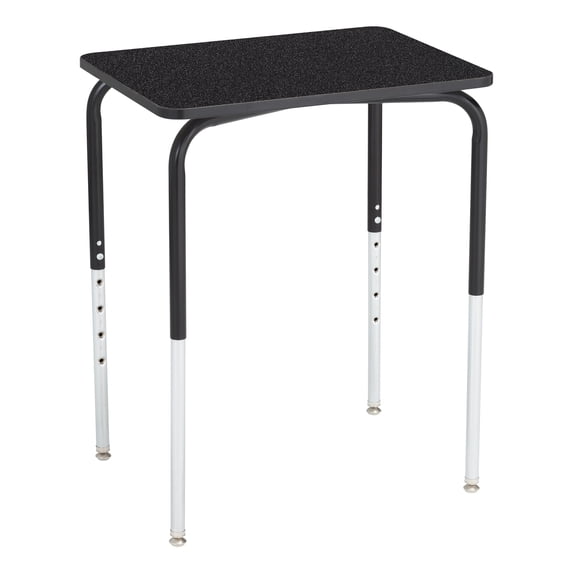 Learniture Adjustable Height Collaborative Student Desk Without Book Box - Graphite Nebula Top w/Black Frame (Set of 2 Desks)