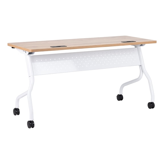 Learniture High-Pressure Laminate Mobile Flipper Table, Rolling Flip-Top Nesting Training Table for Classrooms, Offices & Collaborative Workspaces