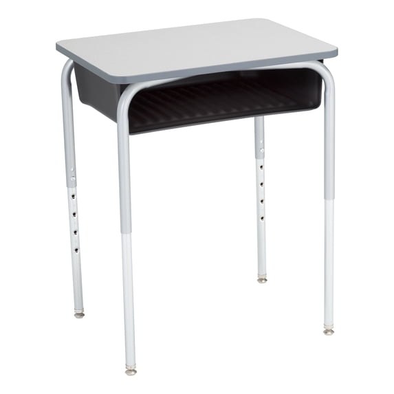 Learniture Open Front School Desk with Book Box for Kids, Students, and Classrooms - Adjustable Height Gray/Black (2-Pack)