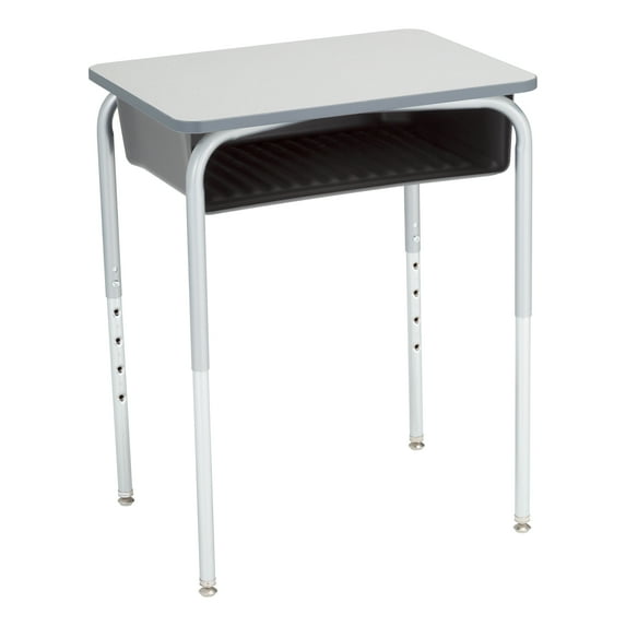 Learniture Open Front School Desk with Book Box for Kids, Students, and Classrooms - Adjustable Height Gray/Graphite (2-Pack)