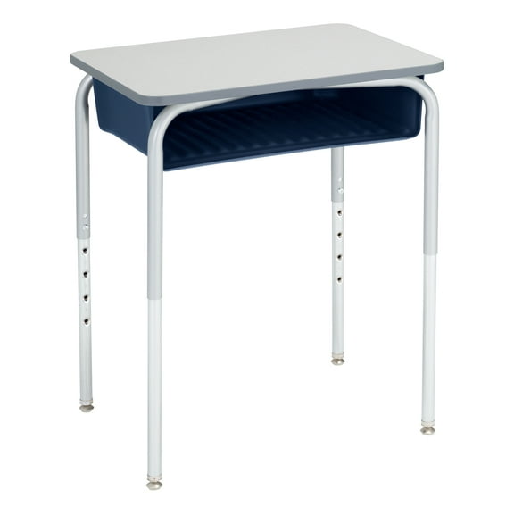 Learniture Open Front School Desk with Book Box for Kids, Students, and Classrooms - Adjustable Height Gray/Navy (2-Pack)