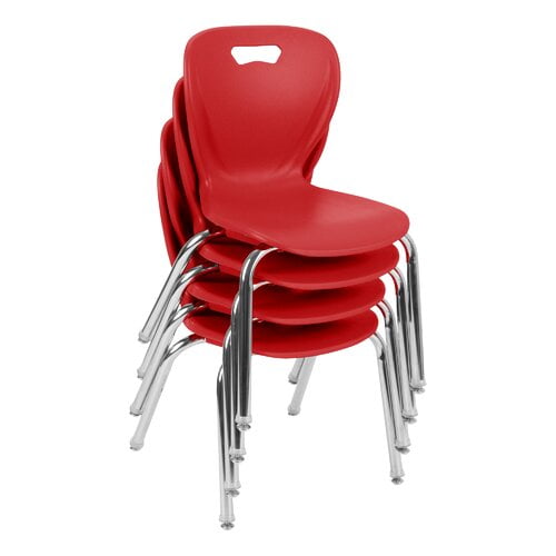 Red Steel Swivel Stacking Classroom Chairs with Foam Seat