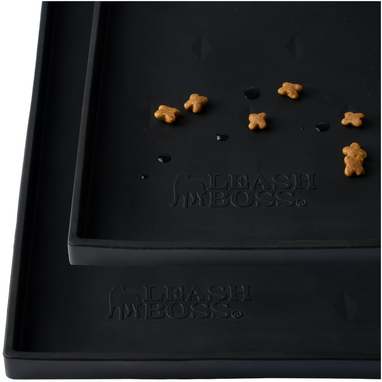 Leashboss Dog Mat for Food and Water Bowls Silicone Waterproof Cat and Dog Feeding Mats for Floor Non Slip with Raised Edges to Prevent Pet Splash
