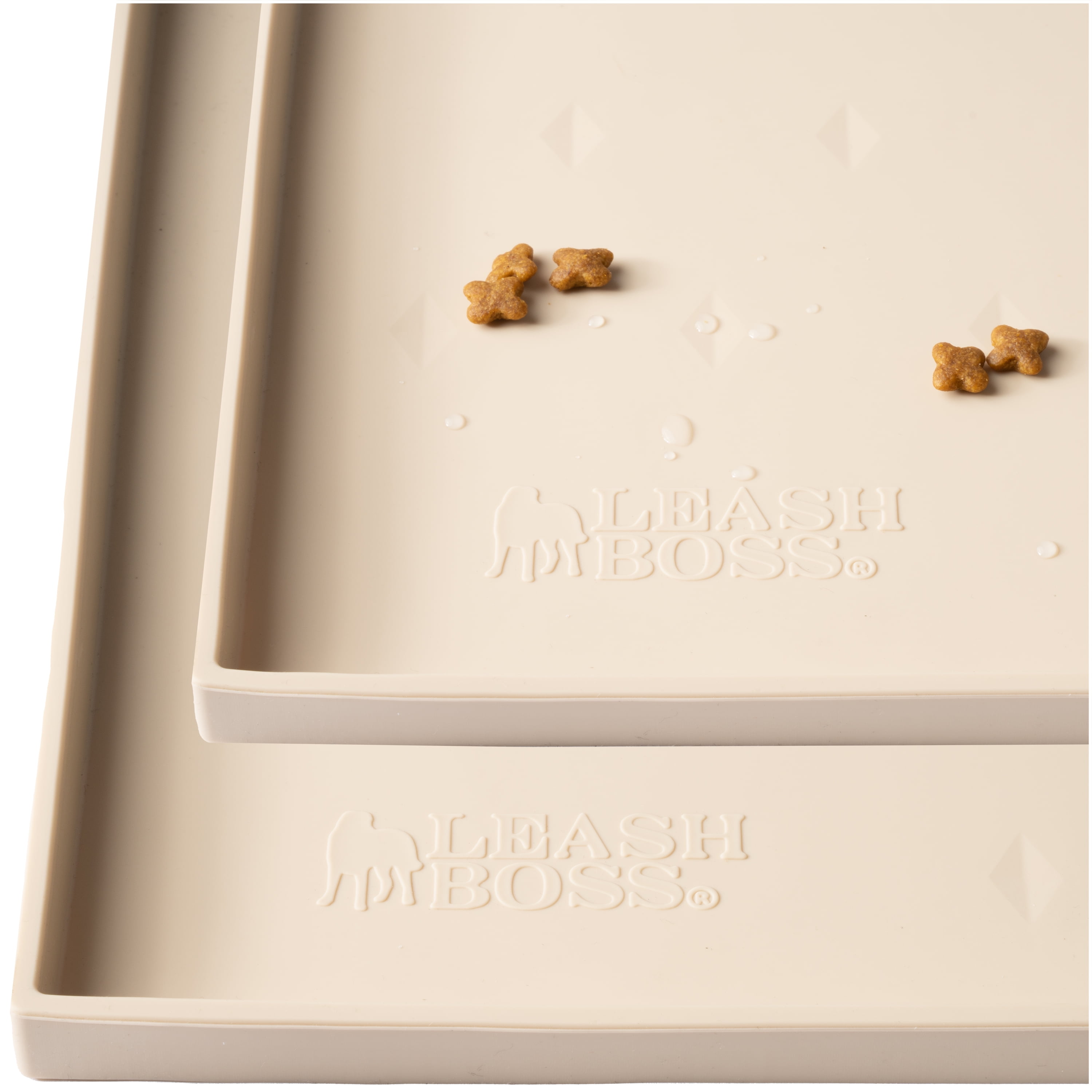Beige Silicone Dog Food Mat with Raised Edges