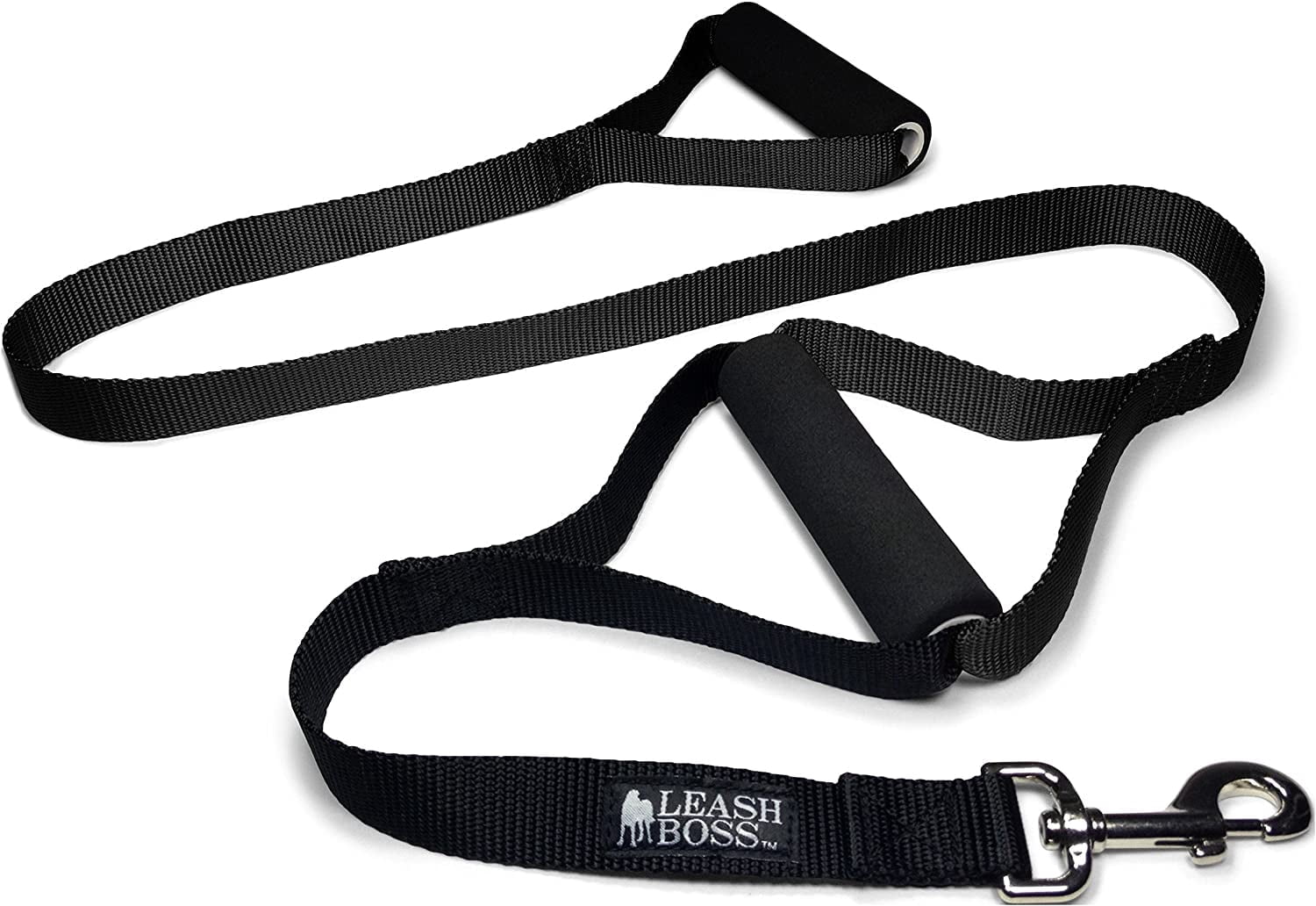 Leashboss Heavy Duty Dog Leash with Double Handle, 5 ft No Pull Training Lead, Black