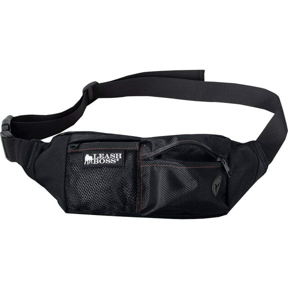 Leashboss | PackUp Pouch | Dog Treat Training Pouch with Waste Bag Dispenser | Adjustable Waist Belt Fanny Pack Design | Black