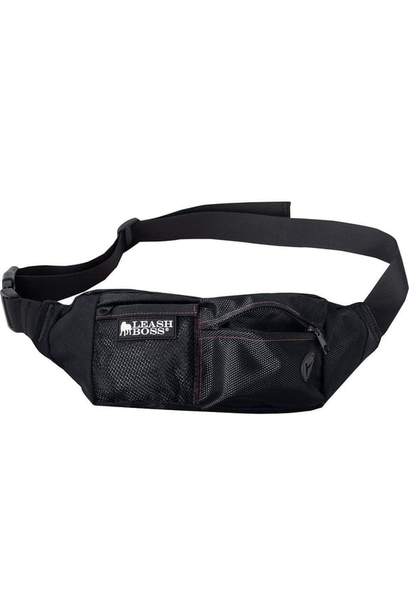 Leashboss | PackUp Pouch | Dog Treat Training Pouch with Waste Bag Dispenser | Adjustable Waist Belt Fanny Pack Design | Black