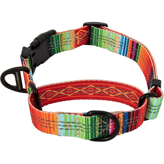 Leashboss Pattern Martingale Dog Collar, Reflective No-Pull Training Collar, Pattern Collection | Orange Med-Large