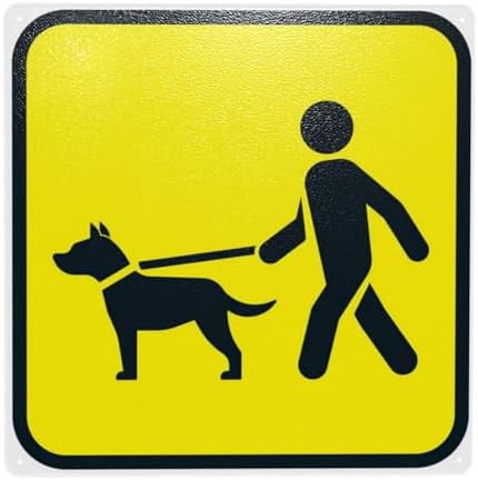 Leashed Pets Symbol Warning Sign, Dog Leash Metal Signs for Home ...