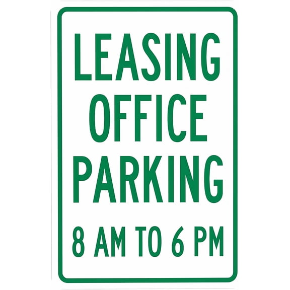 Leasing Office Parking 8 Am To 6 Pm Warning Sign, Security Safety Metal Sign - 8"x12" Vintage Caution Poster Decor for Business Office Home Street Road Indoor Outdoor Use