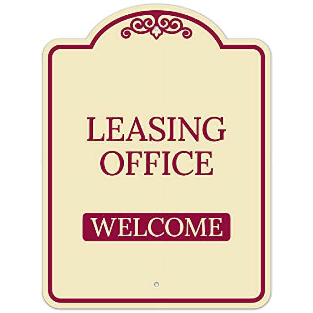 Leasing Office Décor Sign, (SI73768) Burgundy Light, 18x24 Inches, ACM, Fade Resistant