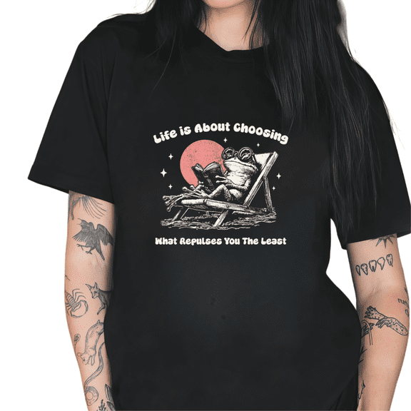 Least Repulsive Life Frog Black S-5XL Cotton Retro Meme Graphic Tees Shirts Unisex Casual Tops