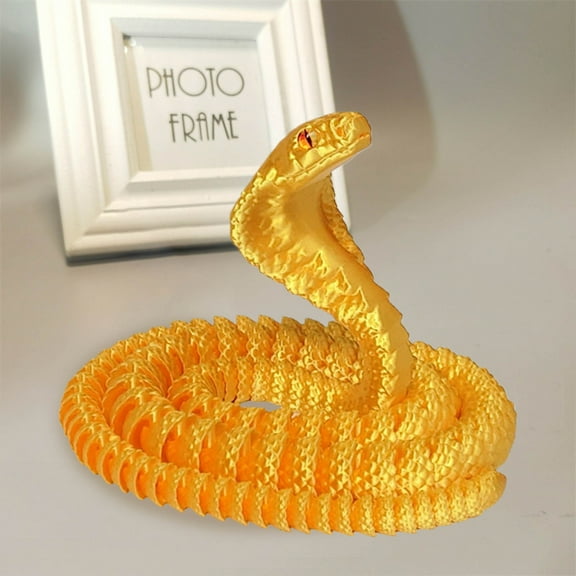 Leatfisat 23.6 Inch 3D Printed Snake Toys,3D Printed Animals,3D Printed Toys,3-D Print Articulated Viper Collectible For Home Office Executive Desk Decoration
