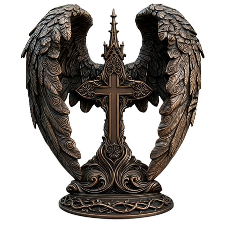 Leatfisat 2D Angel Wing Cross Figurine, Popular Home Decor, Elegant Figurines For Display, Decorative Figure