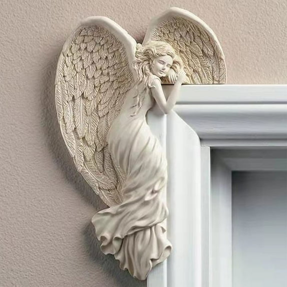 Leatfisat 3D Angel Wing Door Frame Sculpture, Wall Mounted Corner Angel Statue For Home Decor And Inspirational Display