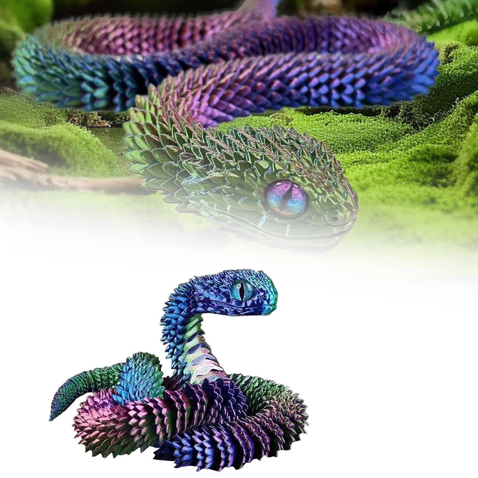 3D Printed Snake,Articulated Flexible Fidget,Desktop Pet Articulated Snake Collectibles,Perfect for Home Office Décor (J