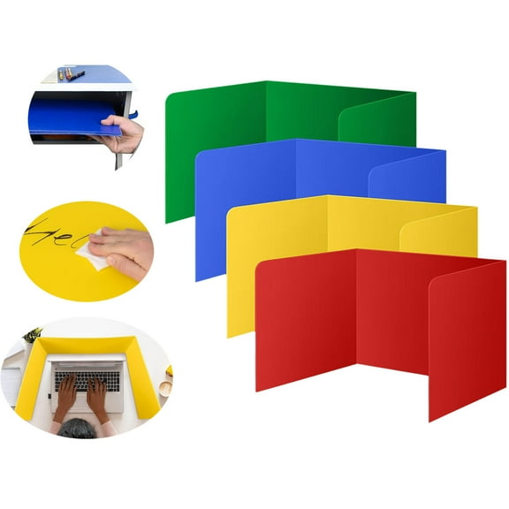 Leatfisat 4-Pack Desk Dividers For Students Privacy Folders Study Shields Classroom Test Partitions Durable Colored Teacher Supplies