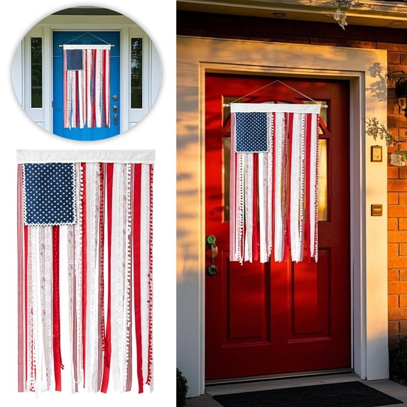 Leatfisat 4Th Of July Decorations - Patriotic Memorial Day Decor - 27*50 Inch Rag American Flag Banner For Home Party Supplies -Independence Day Accessories For Indoor Outdoor Decoration