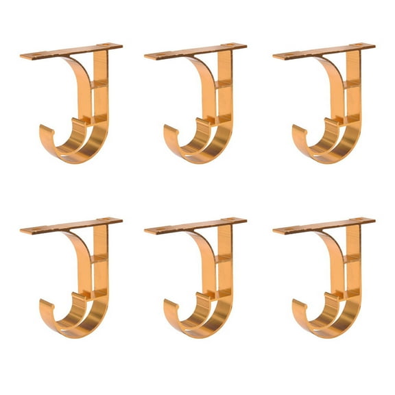 Leatfisat 6-Piece Ceiling Curtain Rod Hooks Rose Gold Finish Installation Support Brackets Storage Hanger System