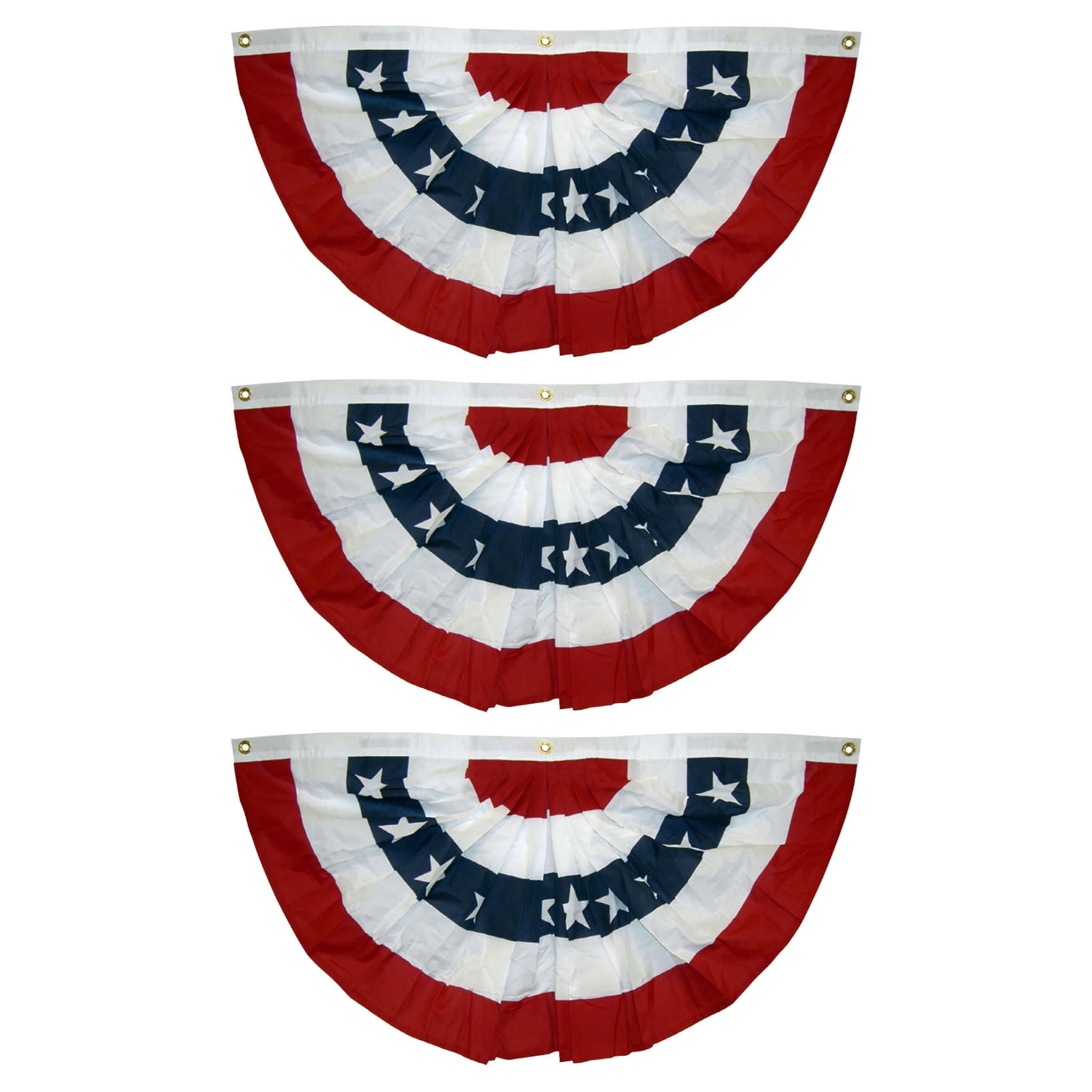 Leatfisat 70.86X35 Inch American Pleated Fan Flag Width Approx 90Cm - Us Patriotic Half Fan Bunting Flag 3 Pack