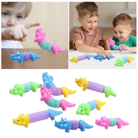 Leatfisat 8Pcs Mixed Animal Tube Sensory Toys For Ages 5-7, Travel Party Stocking Stuffers And Classroom Prizes