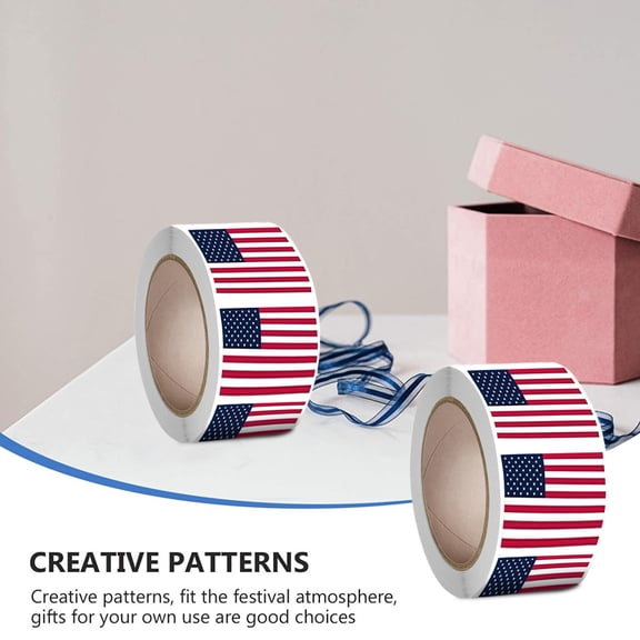 Leatfisat American Flag Stickers Usa Flags - 500 Per Roll - 1.22" X 2" Patriotic Labels By Kenco (1 Pack)