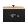 thumbnail image 1 of Leatfisat Black Feminine Storage Box With Wooden Lid, Organizer For Personal Care Items, Stylish Bathroom & Vanity Essential, 1 of 5