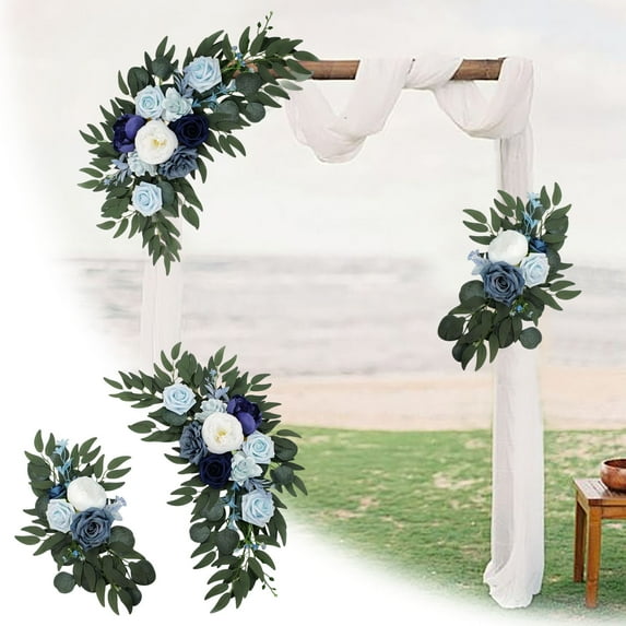 Leatfisat Blue Floral Arrangement, Popular Home Decor, Elegant Arrangements With Blue Roses & Greenery,Decorative Flower